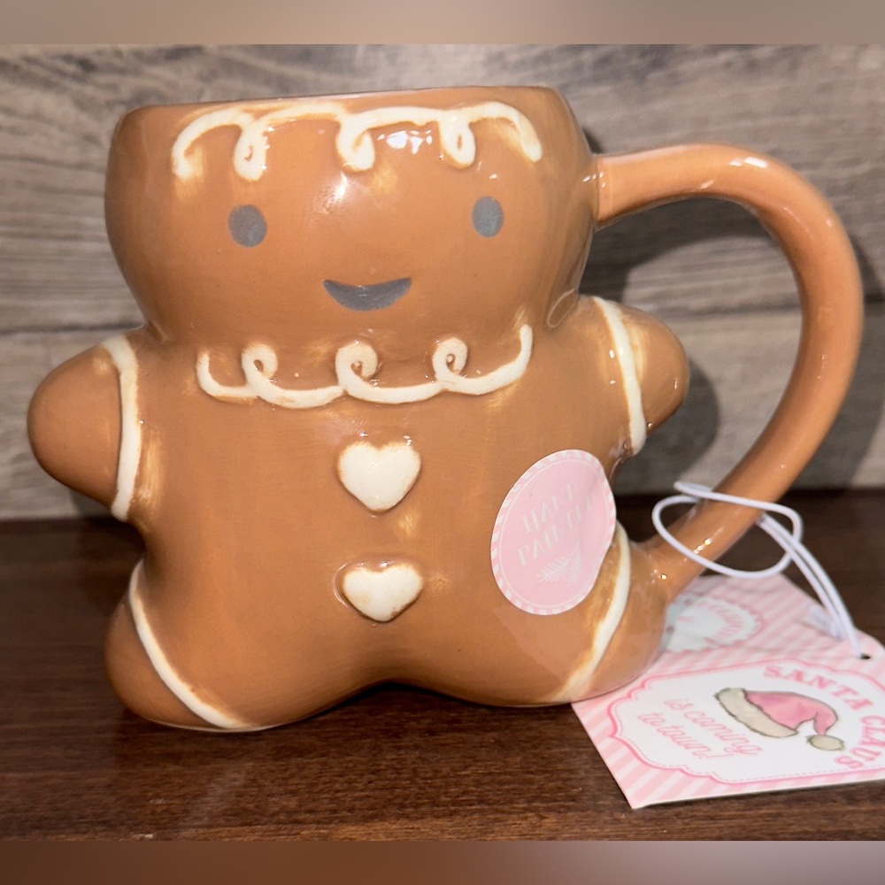 Super Cute Gingerbread Man Mug Hand Painted - NEW